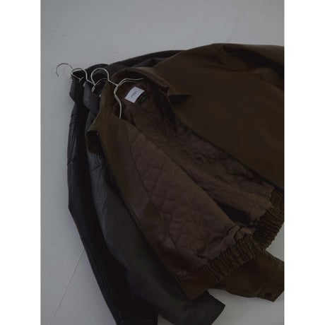 - AUTHENTIC series - throat latch fake leather jacket/khaki brown_an0016