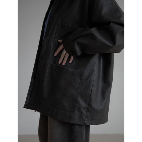 《予約販売》mannish middle leather like jacket/2colors(unisex)_no0397