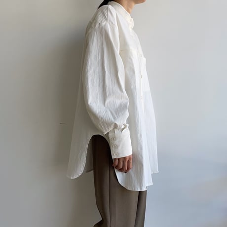 【nokcha original】jacquard round shirt/white_nb0090