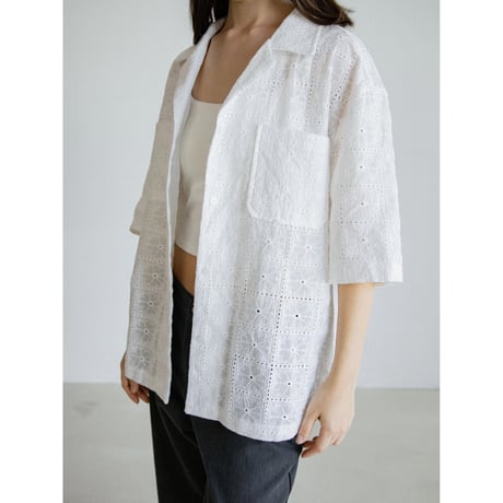《予約販売》lacy open collar shirt/2colors_nb0380