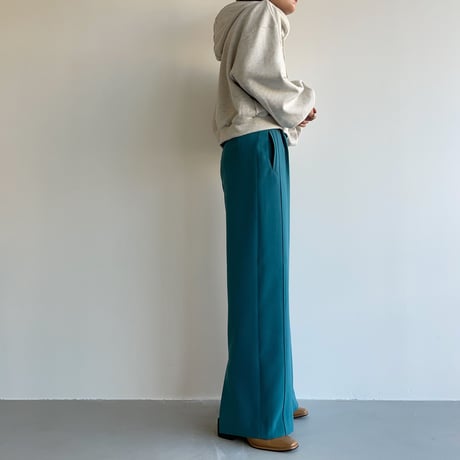 【nokcha original】back slit long pants/turquoise blue_np0452