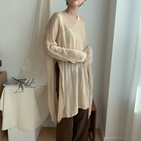 《予約販売》s/s slit knit/2colors_nt0328