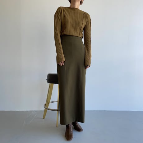 【nokcha original】stitch long skirt/khaki_ns0060