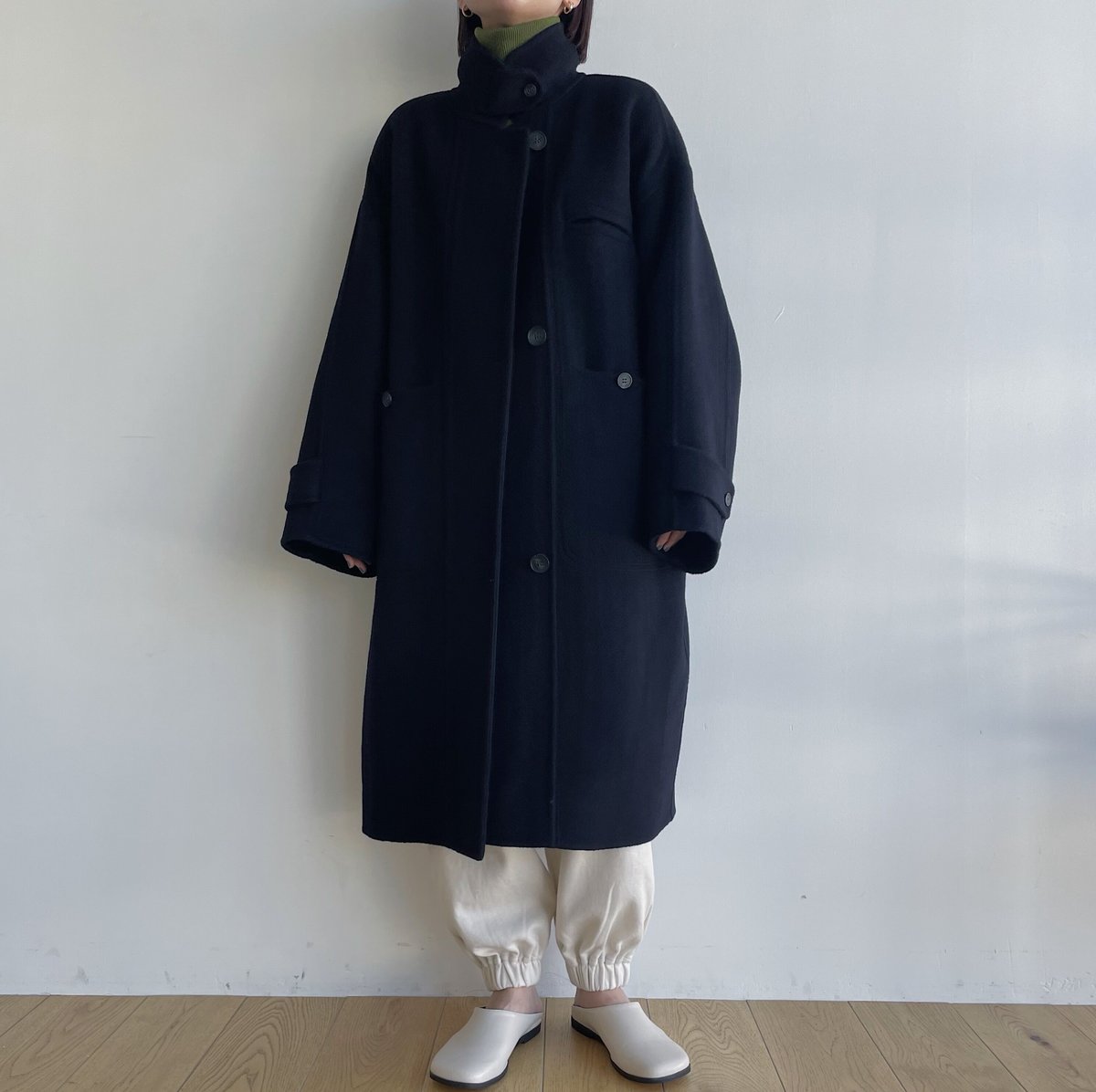 nokcha original】HAND MADE oval coat/navy_no030