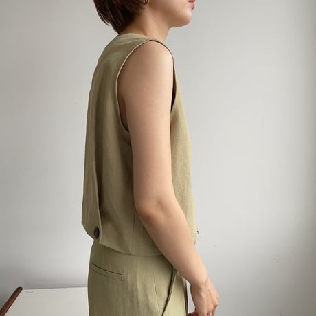 【nokcha original】2way linen vest/pistacchio_nt0967