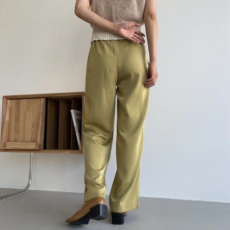 【nokcha original】satin slit pants/yellow green_np0455