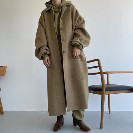 【nokcha original】HAND MADE herringbone over wool coat/beige_no0160