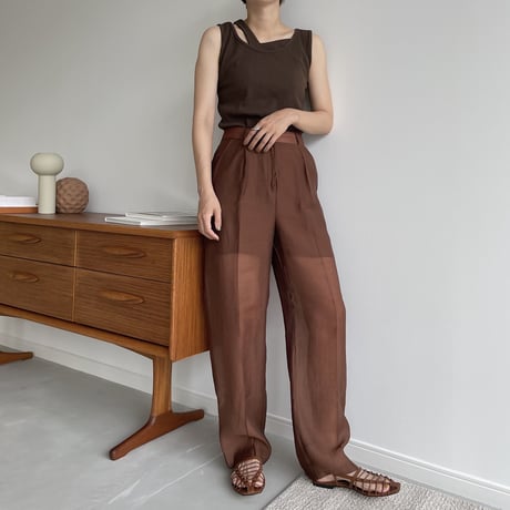 【nokcha original】quality sheer pants/brown_np0415