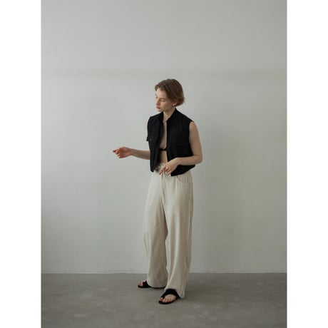 - AUTHENTIC series - material linen vest/black_an0042