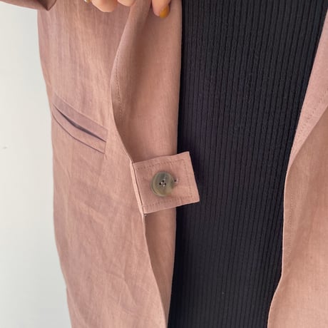 【nokcha original】linen tailored jacket/pink brown_no0159