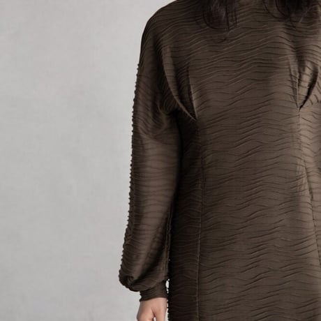 【nokcha original】volume long dress/brown_nd0119