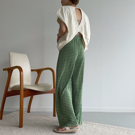 《予約販売》green check pants_np0430