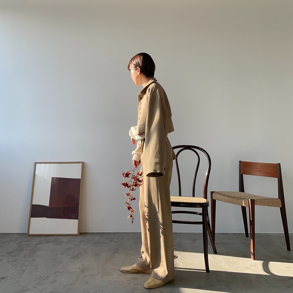 nokcha original】half minimal jacket/beige_no01 nokcha original】half minimal jacket/beige_no01