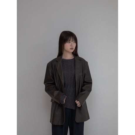 《予約販売》vintage like tailored eco leather jacket_no0369