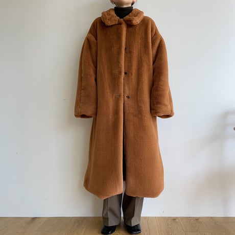【nokcha original】long fur coat/camel orange_no0239