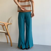 【nokcha original】back slit long pants/turquoise blue_np0452
