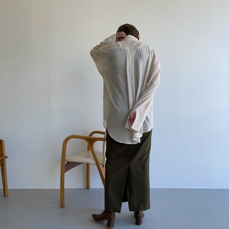 【nokcha original】pin stripe sheer over shirt/ivory_nt1044