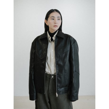 《予約販売》accent fake leather jacket(unisex)_no0503