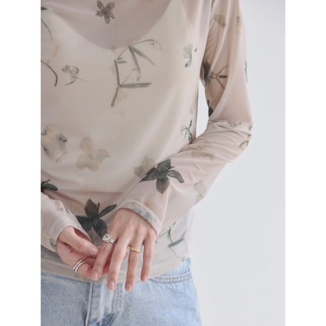 《予約販売》vintage like flower sheer tops/2colors_nt2522