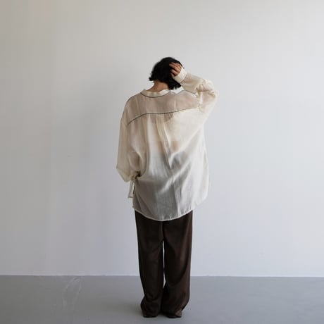 【nokcha original】piping sheer blouse/ivory_nb0055