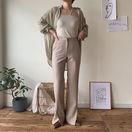 《予約販売》slit slim slacks pants/2 colors_np0172