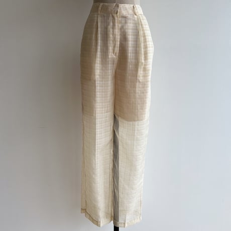 【nokcha original】check sheer pants/ivory_np0597