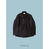 - AUTHENTIC series - double breasted fake leather jacket/deep brown_an0056