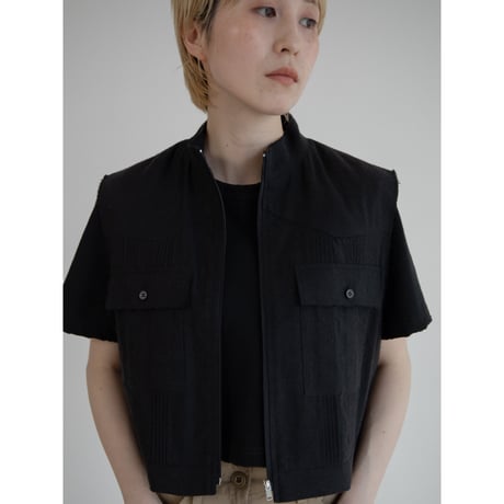 - AUTHENTIC series - material linen vest/black_an0042