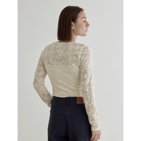 《予約販売》jacquard sheer neck accent tops/2colors_nt2544