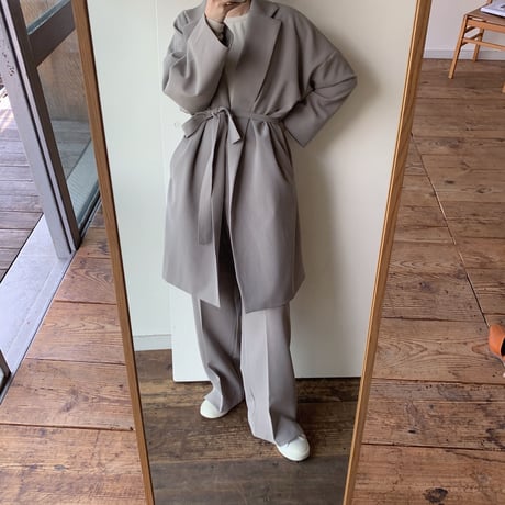 【NOKCHA original】quality long slacks slit pants/ greige_np0163
