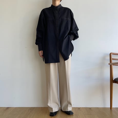 【nokcha original】jacquard round shirt/black_nb0091