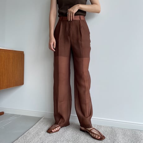 【nokcha original】quality sheer pants/brown_np0415