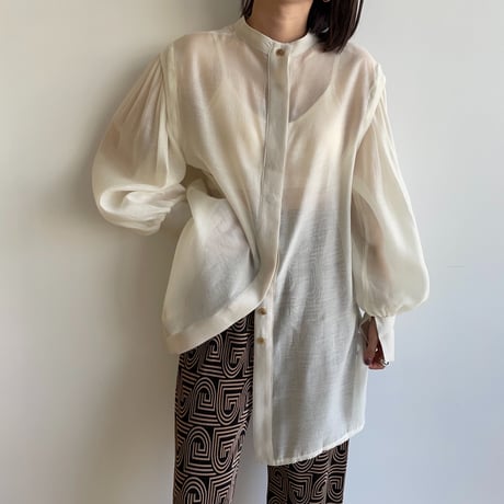 【nokcha original】2way volume sheer blouse/ivory_nb0049