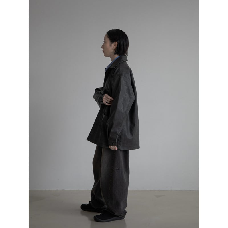 ミューラル・ジャケット(マメ、イッセイミヤケ 、ハルノブムラタ、アメリ、クラネ 予約販売》mannish middle leather like jacket/2color