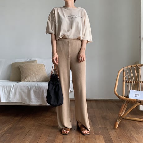 【nokcha original】quality linen knit pants/beige_np0211