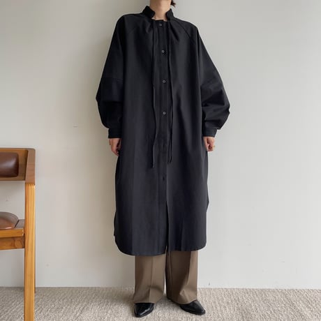 【nokcha original】accent jacquard long shirt/black_nb0081
