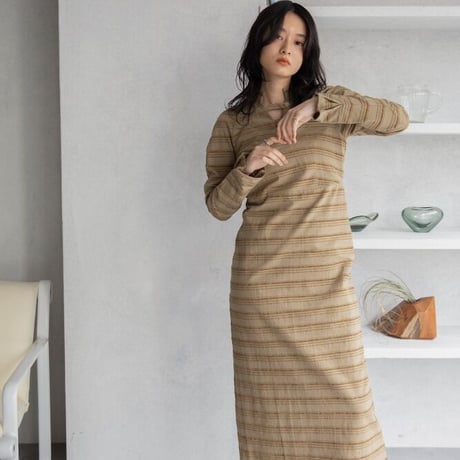【nokcha original】jacquard lady dress/beige_nd0117