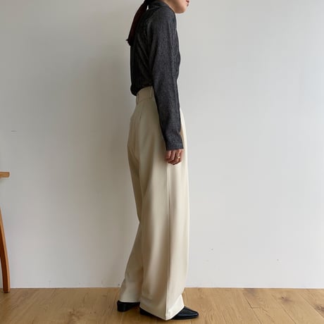 【nokcha original】three tuck wide pants/ivory_np0766