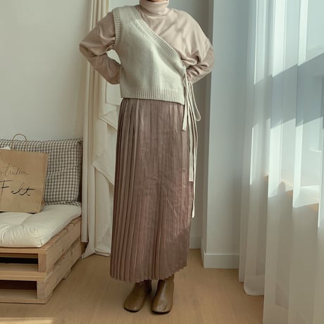 ✳︎予約販売✳︎shiny pleats skirt/2colors _ns0016