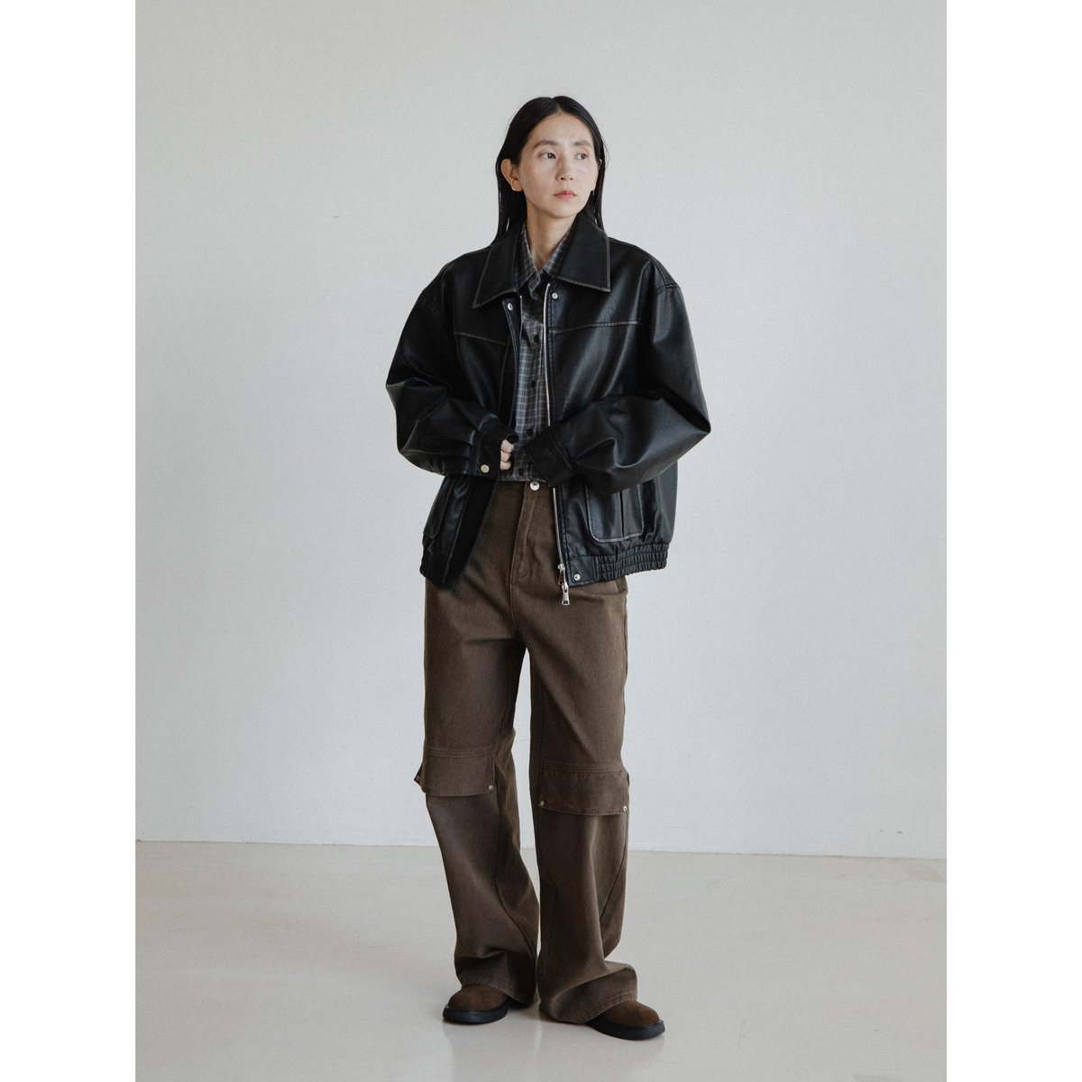 ジャケット・アウター NOKCHA vintage like fake leather jacket 予約販売》vintage like fake leather jacket/2colors