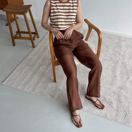 【nokcha original】quality sheer pants/brown_np0415