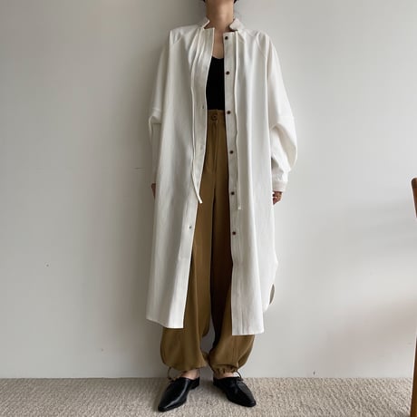 【nokcha original】accent jacquard long shirt/ivory_nb0080