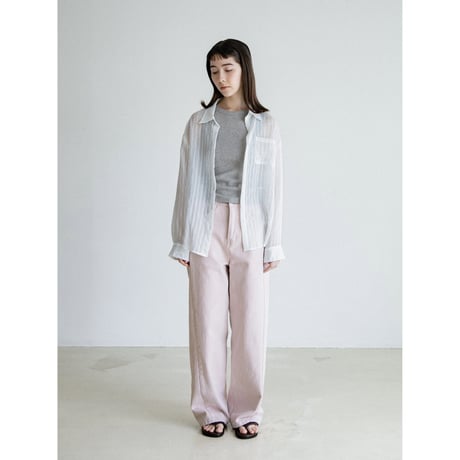 《予約販売》accent stripe mannish sheer shirt/2colors_nb0383