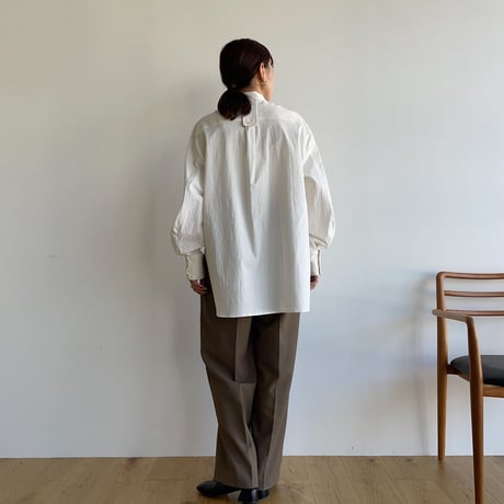 【nokcha original】jacquard round shirt/white_nb0090