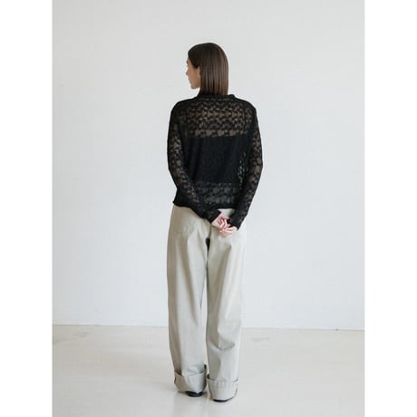 《予約販売》jacquard sheer no collar cardigan/2colors_nt2566