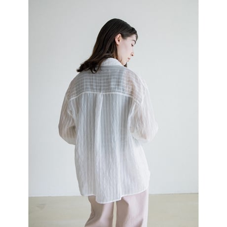 《予約販売》accent stripe mannish sheer shirt/2colors_nb0383