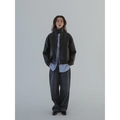 - AUTHENTIC series - throat latch fake leather jacket/black_an0018