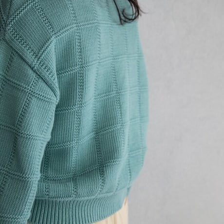 【nokcha original】block over knit/light blue_nt1263
