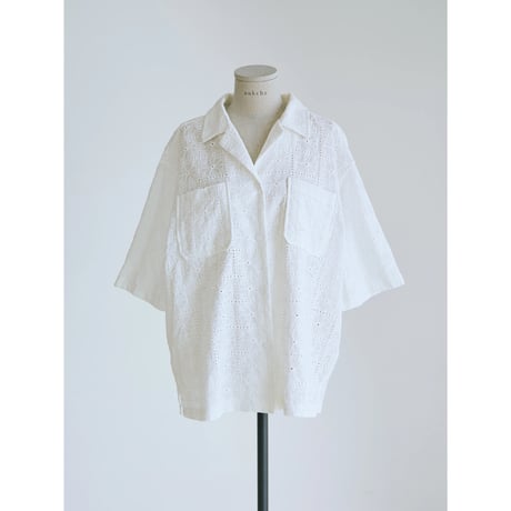 《予約販売》lacy open collar shirt/2colors_nb0380