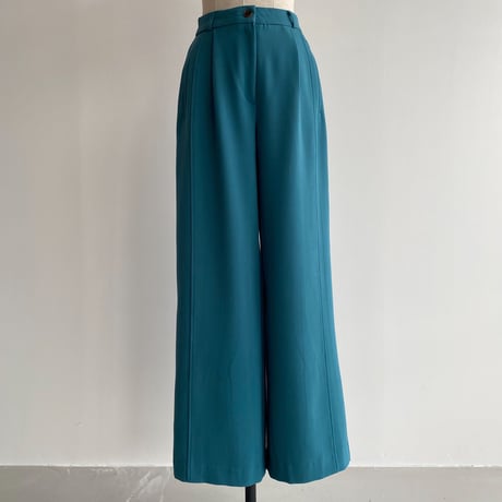 【nokcha original】back slit long pants/turquoise blue_np0452